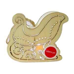 ArtMinds Wood Christmas Ornament Pre-lit Santa’s Sleigh Tabletop or Tree